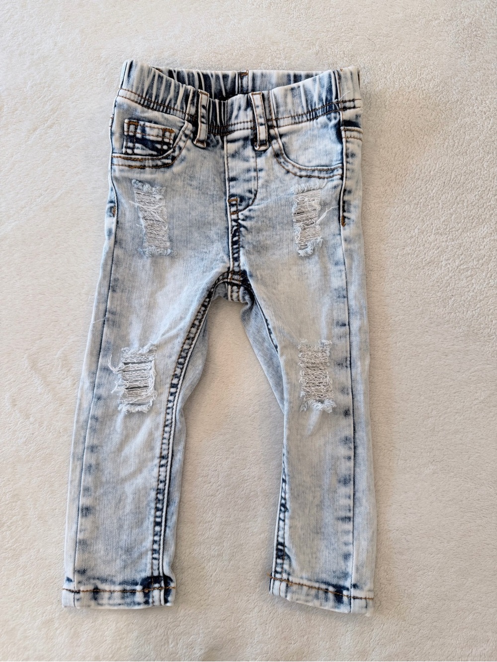 Kids Light Acid Wash Distressed Skinny Jeans - Light Blue - Lennox James 12-18m